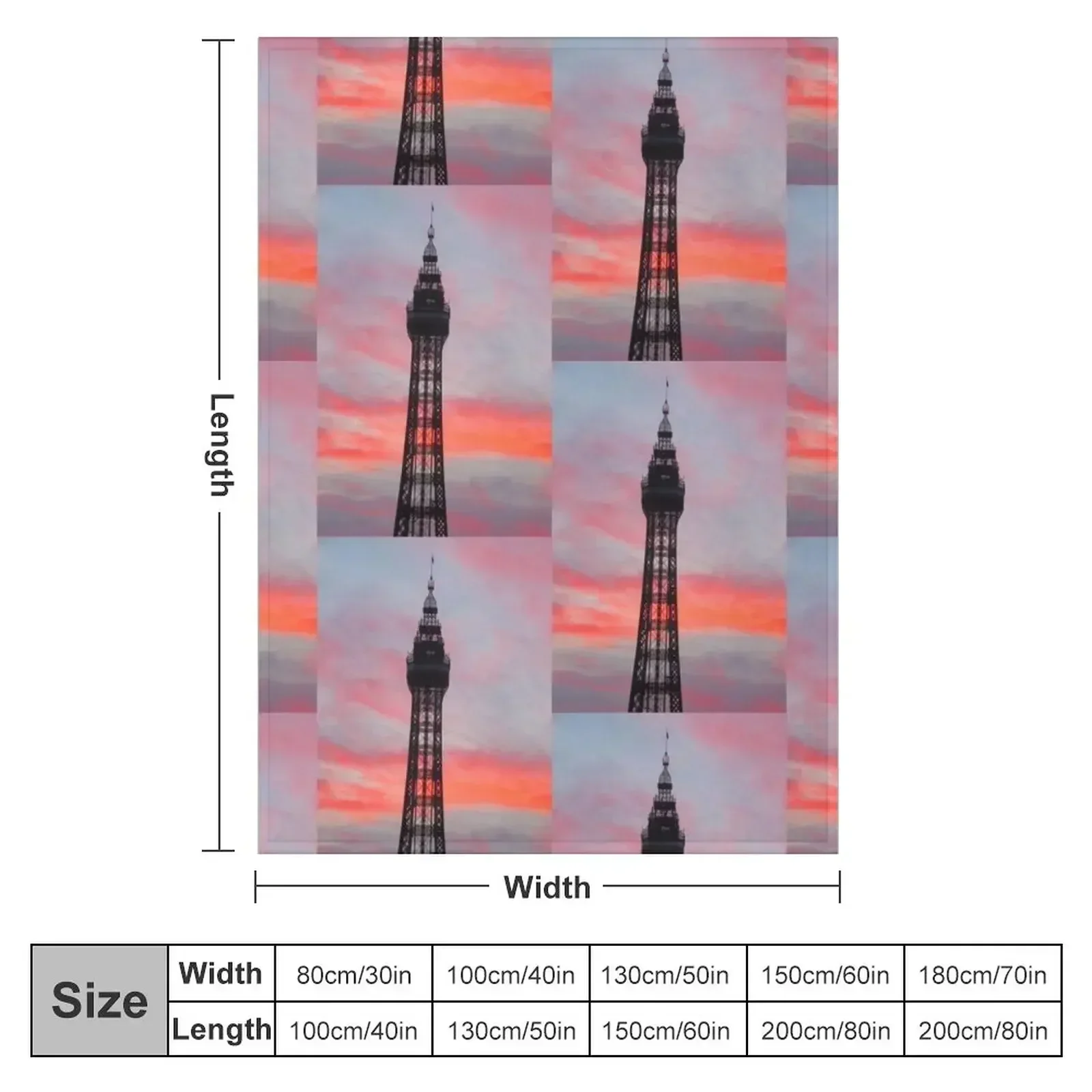 New Blackpool Tower Sunset Throw Blanket couch cozy soft plush fuzzy picnic outdoor blanket