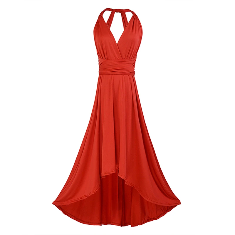2020 ผู้หญิงเซ็กซี่ปิดไหล่ชุดยาว Boho Club ผ้าพันคอสีแดงชุดปาร์ตี้ Multiway เพื่อนเจ้าสาวเปิดประทุน Robe