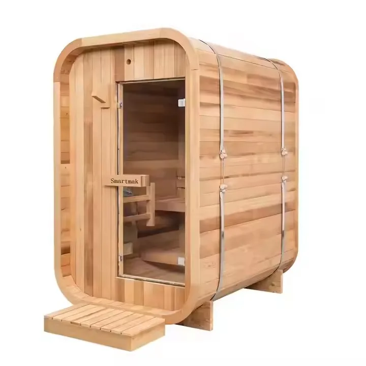 Sauna Wholesale Outdoor Cheap Custom Size Cedar Square Panoramic Modern Design Sauna With Glass Door