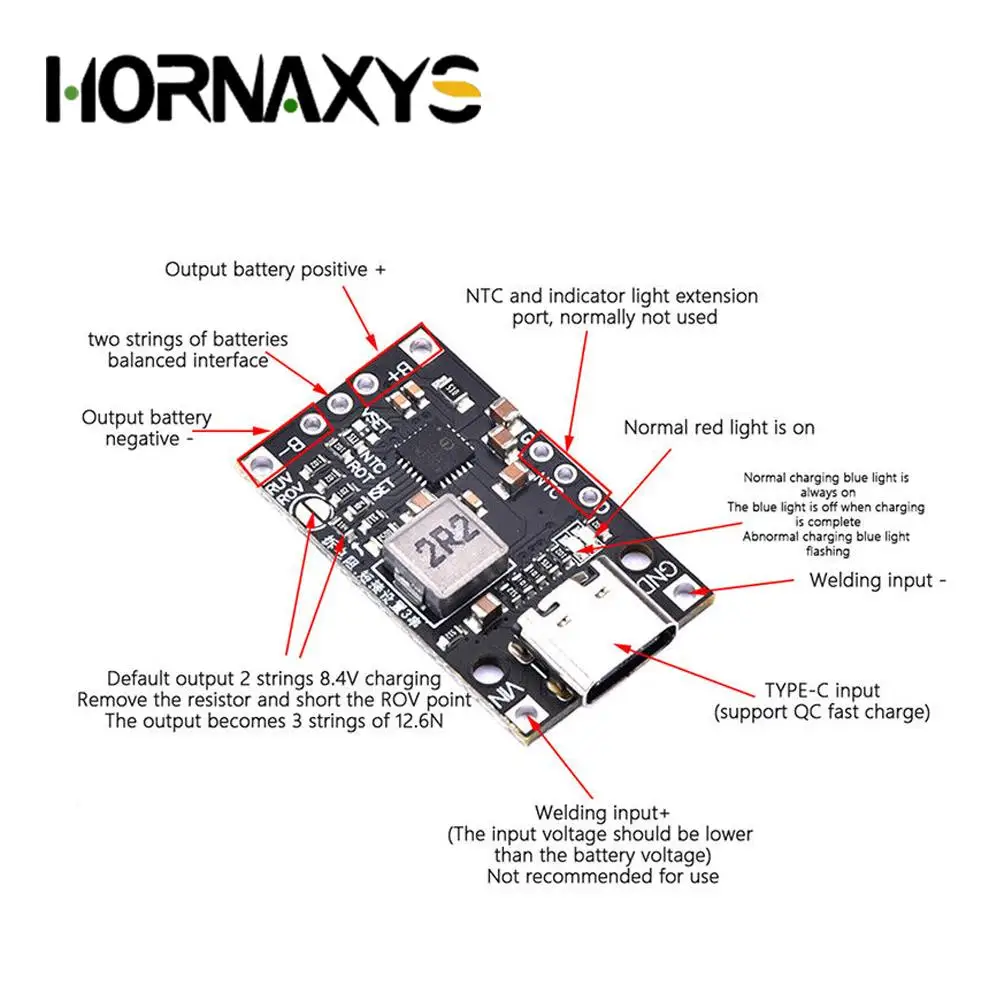 1-10PCS Type-C 2-3S BMS 15W 8.4V 12.6V 1.5A Lithium Battery Charging Boost Module With Balanced Support Fast Charge W Indicator