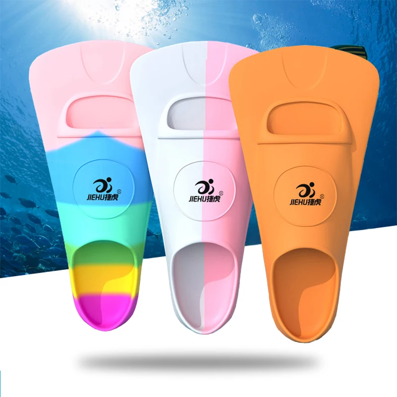 

Children Teenager Kids Colorful Professional Scuba Diving Snorkeling Swimming Fins Silicone Short Snorkel Flippers Equipment