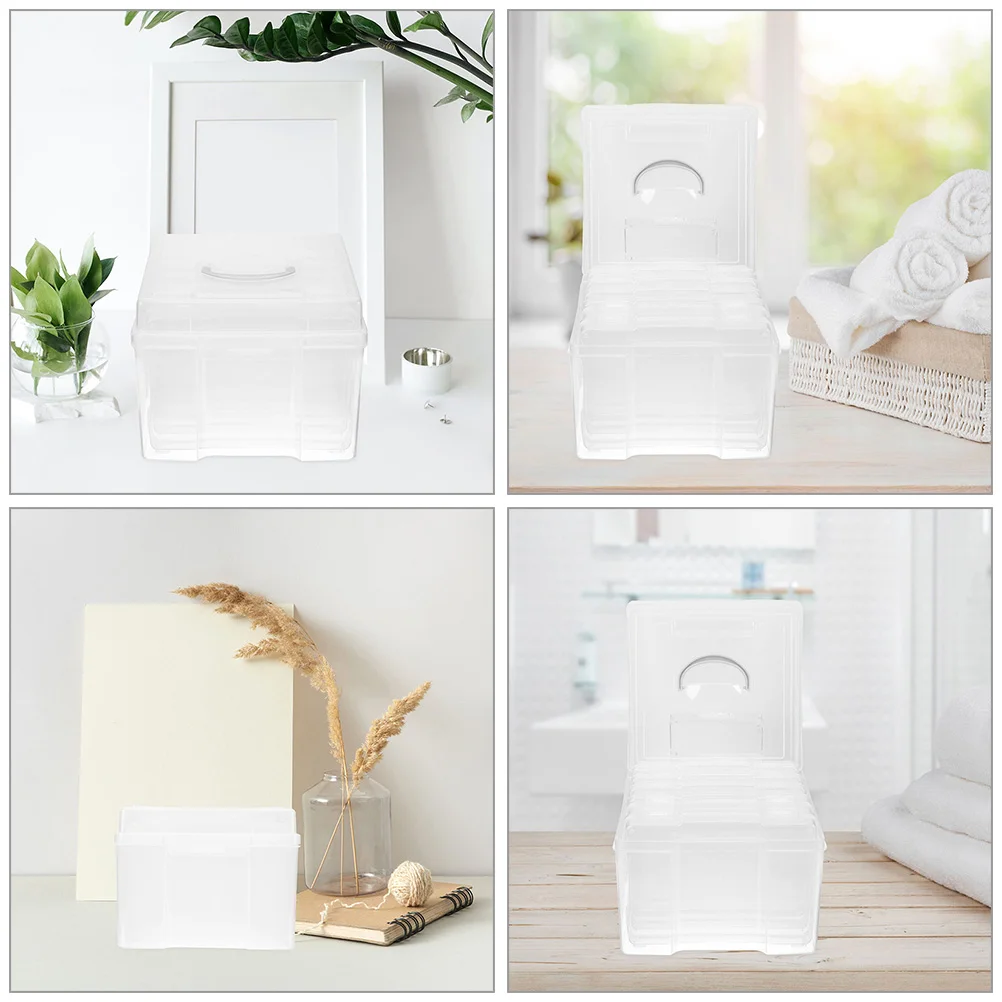 

Photo Storage Box Organizers with Lids Container Case Clear Picture Holder Pictures Card
