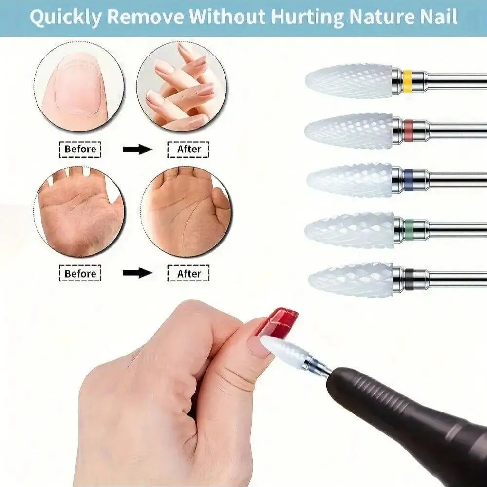 1 أو 5 قطعة/المجموعة/مجموعة لقم تلميع الأظافر السيراميكية، لقم ثقب الأظافر، فرشاة تنظيف تلميع الأظافر، مزيل الباديكير لجل الأكريليك #3