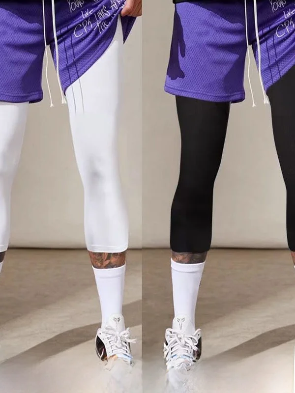 Men's Fitness Basketball Tight Pants Breathable High Elastic Compression Seven Nine Bottom Running Training Sports Wear