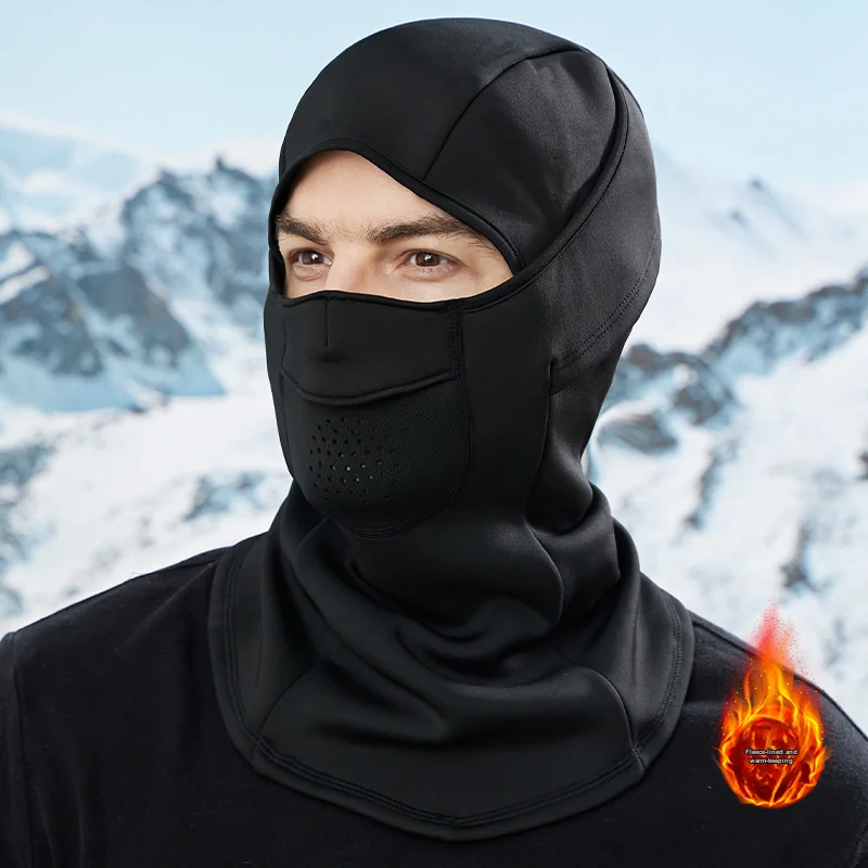 Winter Cycling Full Face Protective Mask Fleece Warm Integrated Neck Gaiter for Women Outdoor Skiing