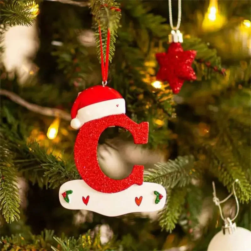 Árvore de natal decoração carta pingente 26 letras casa férias acrílico diy pingente natal 2024 ano novo decoração ornamento navidad