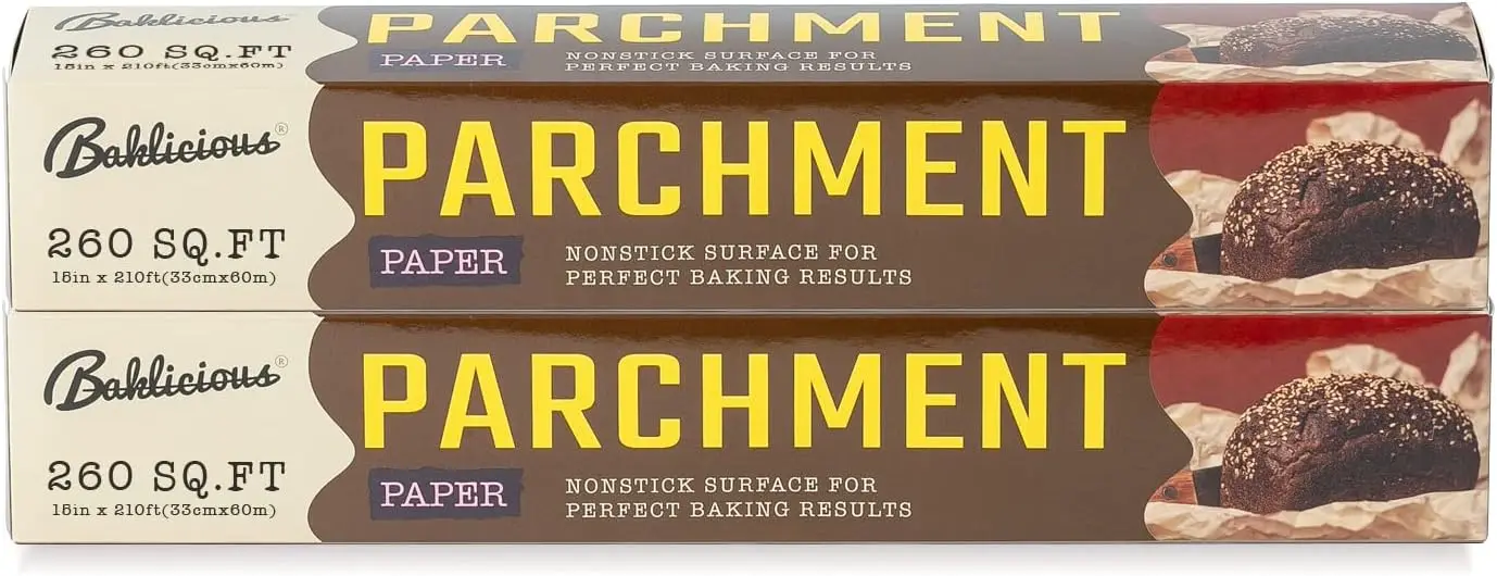 

Parchment Paper Roll for Baking, 2 Pack of 15 In X 210 Ft Non-stick Baking Parchment Paper, Food Grade Cooking Paper for Baking