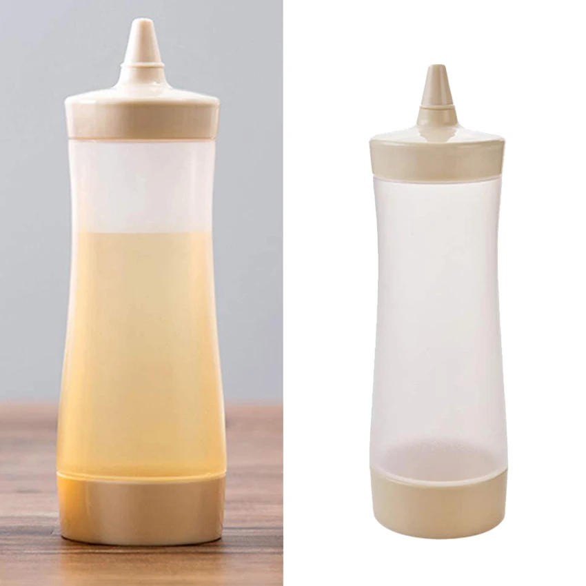 3 Pcs Squeeze Squirt Condiment Bottles Ketchup Bottle Mustard Sauce Containers for Kitchen Condiment (Beige)