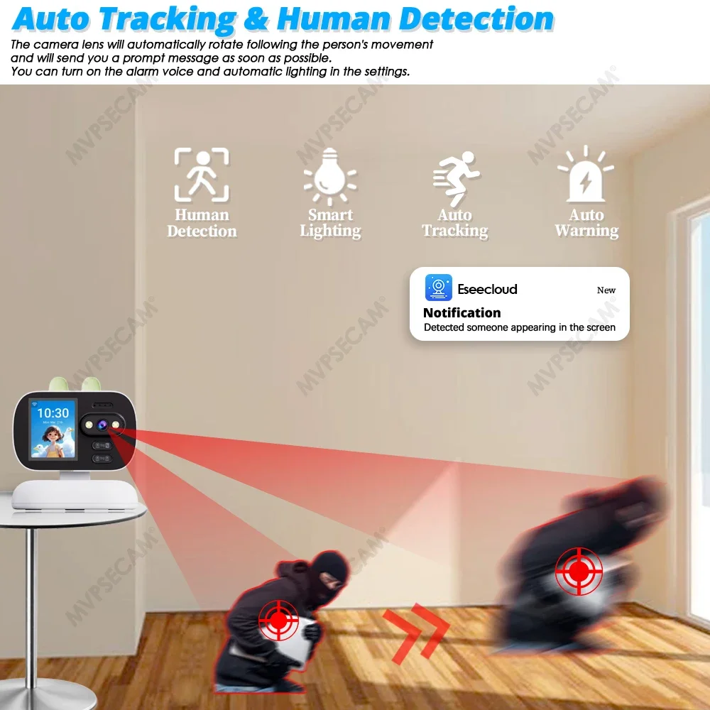 5G Wi-Fi Security Camera, 360 PTZ, Video Call, 5MP Color Night Vision, Auto Tracking for Home/Baby/Pet Monitor, Eseecloud app