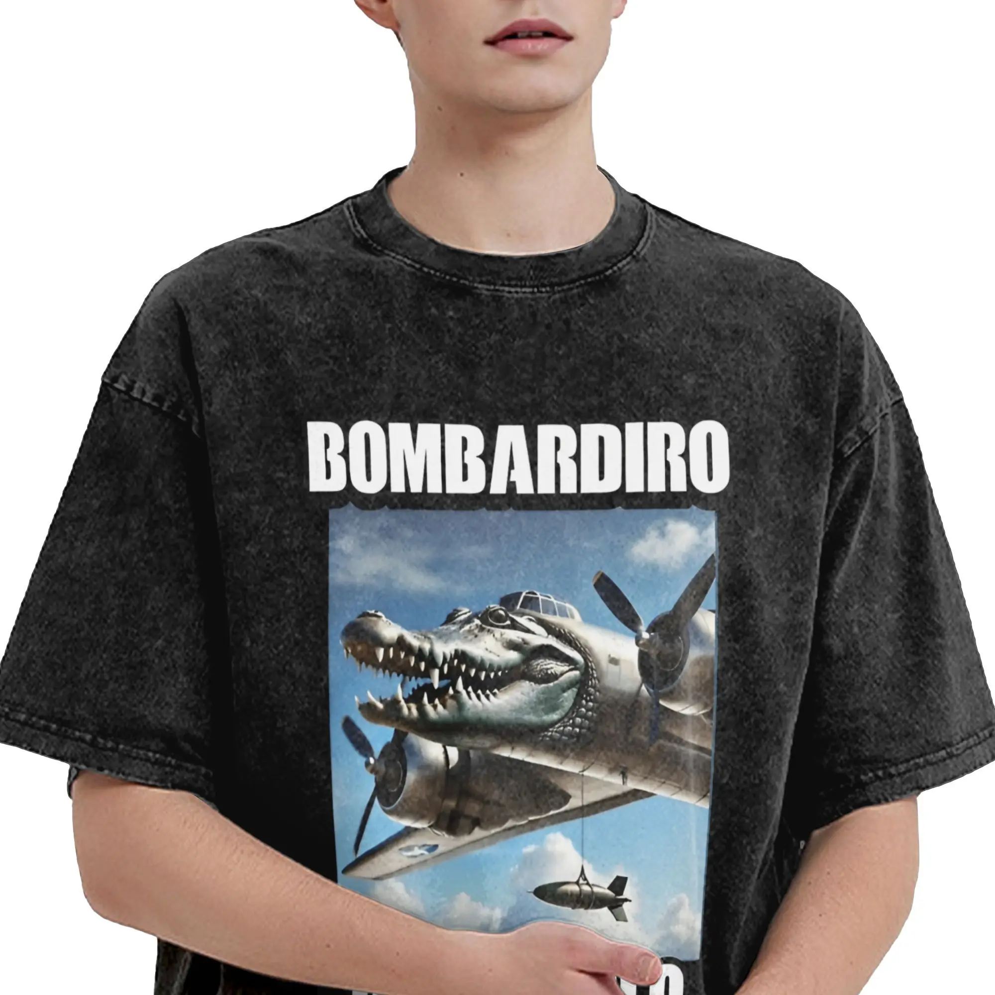

Витая футболка Bombardiro Crocodilo для пары Y2K, забавные хлопковые футболки, летние удобные модные крутые футболки с принтом, большие топы