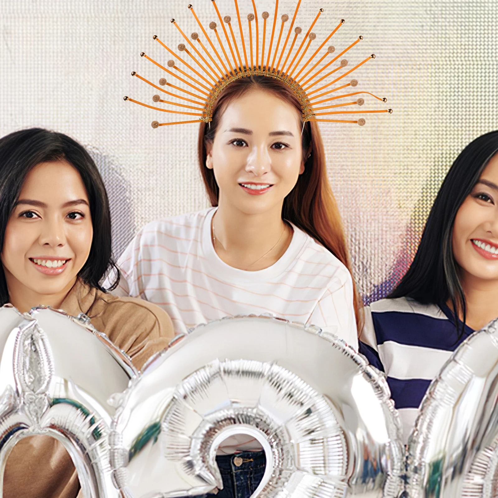 Diadema de corona con pinchos dorados para mujer, tocado de Ángel, disfraz de fiesta, accesorios de diosa, tocado de diosa Sunburst