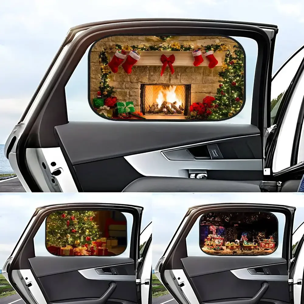 C-عيد الميلاد-S الجانب نافذة الشمسيات سيارة كهرباء فيلم الجانب نافذة ظلة الزجاج الأمامي السيارات نافذة ظلة غطاء للطفل #2