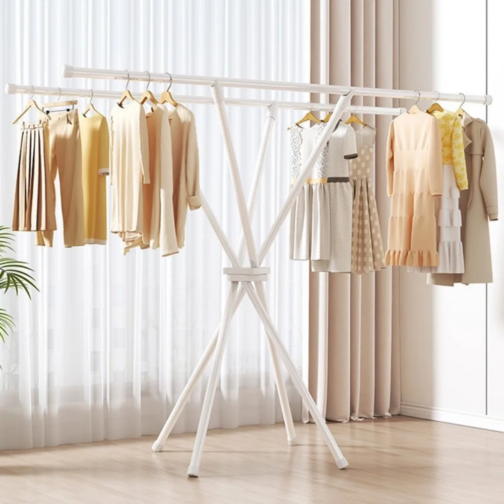 Foldable Drying Rack X-Shaped Clothes Hanger Indoor Floor-Standing Balcony For Household No Need To Install Simple Clothes Rack