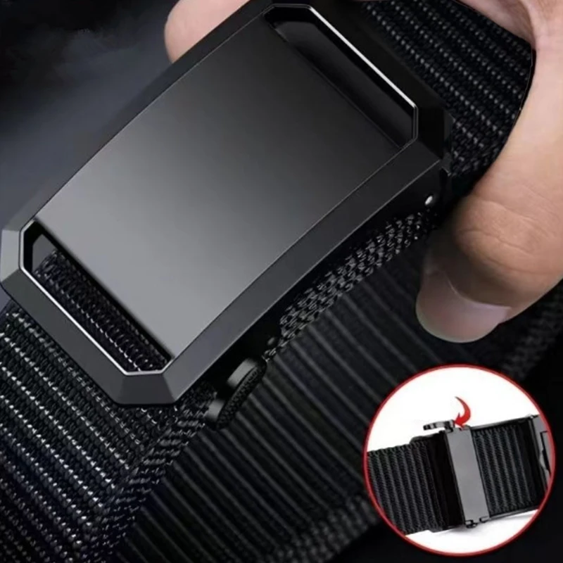 أحزمة قماش بإبزيم تلقائي بدون أسنان للرياضة قماش عمال أحزمة غير رسمية حزام رجالي بإبزيم معدني أوتوماتيكي #3