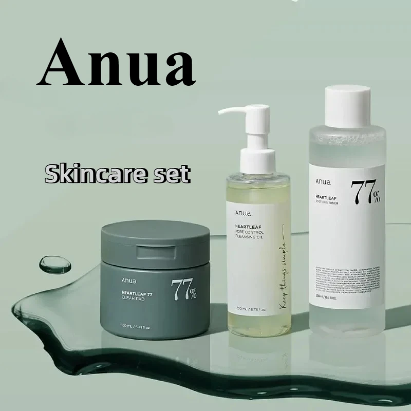 

Anua Skin Care Set Heartleaf 77 Face Toner & Pore Control Cleansing Oil & PHA 77 Clear Pad Face Care Korean Original Products