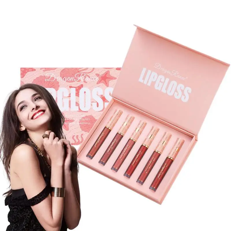 6 Stuks Set Gladde Matte Lippenstift Fluwelen Lippenstift Make-Up Klassieke Nude Kleur Waterdichte Crème Lippenstift Langdurige Volledige Lipstick