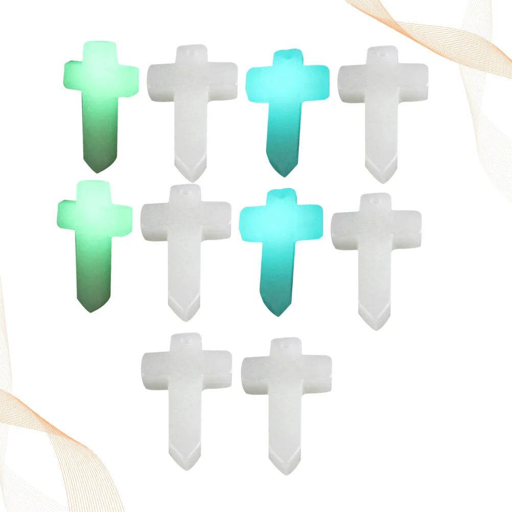 10 pcs Cross Pendant Simulation Luminous Stone Charm For Diy Jewelry Making Necklace Keychain Bracelet Craft Supplies Mixed
