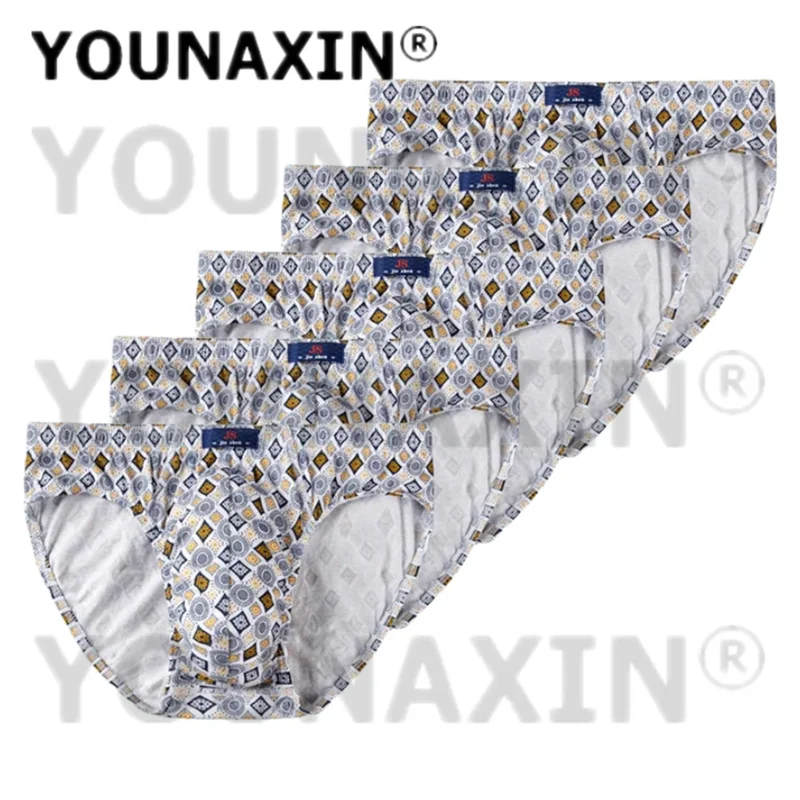 

5 Pcs Men Large Size Underwear Briefs Knickers Big Panties Undershorts Middle-aged And Elderly Cotton Undies XL 2XL 3XL 4XL 5XL