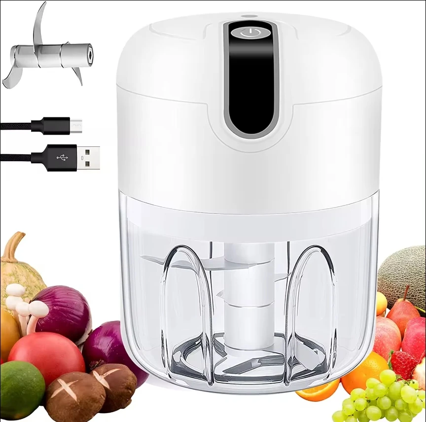 Electric Garlic Chopper Mini Portable Electric Vegetable Garlic Onion Chopper Multifunctional Wireless Electric Food Chopper