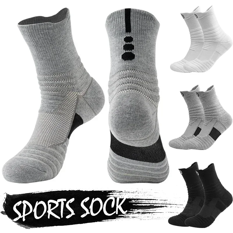 Men\'s Running Sports Socks Winter Warm Socks Breathable Absorb Sweat Deodorant Cotton Sock Mid Tube Cycling Sox For Male EU38-45