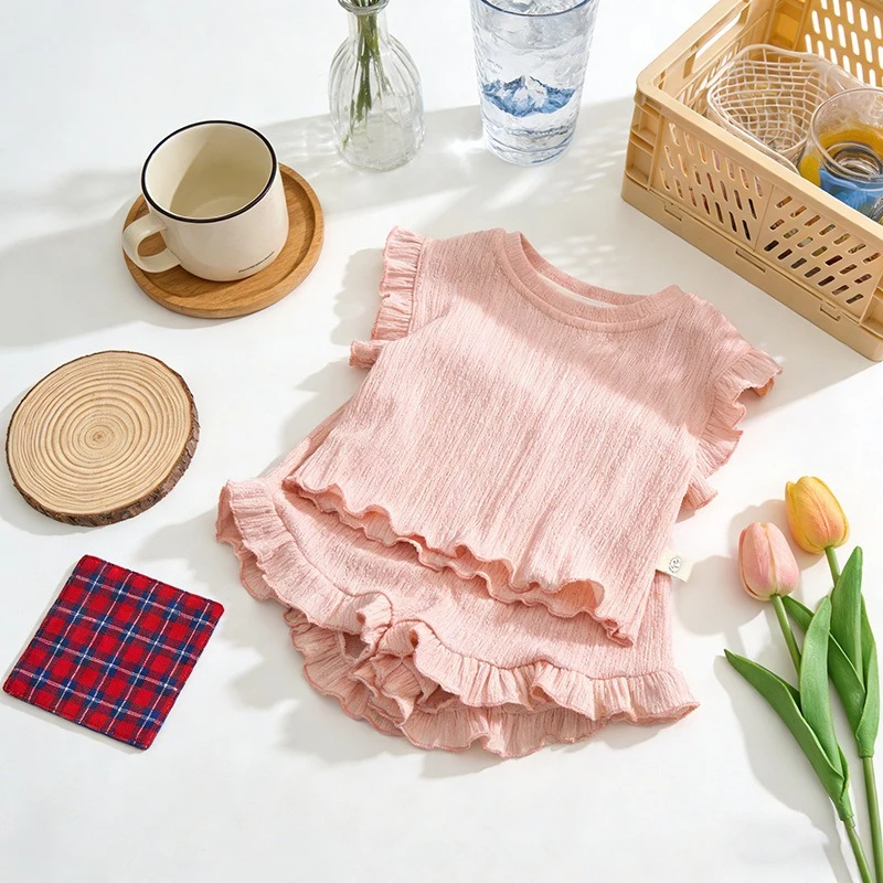 Little Girl Summer Set 2026 New Item For Baby Girls Thin Design Cute Children's Suspender Shorts Ice Silk