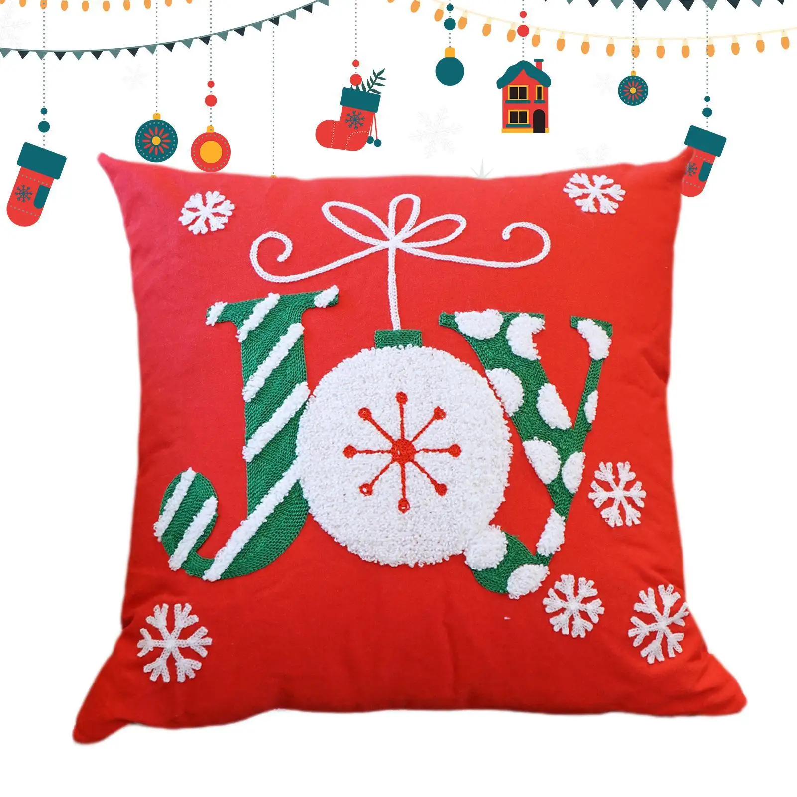 Christmas Throw Pillow Covers 18x18 In Embroidered Snowflake Decor Christmas Pillow Case For New Year Reading Sitting Sleeping