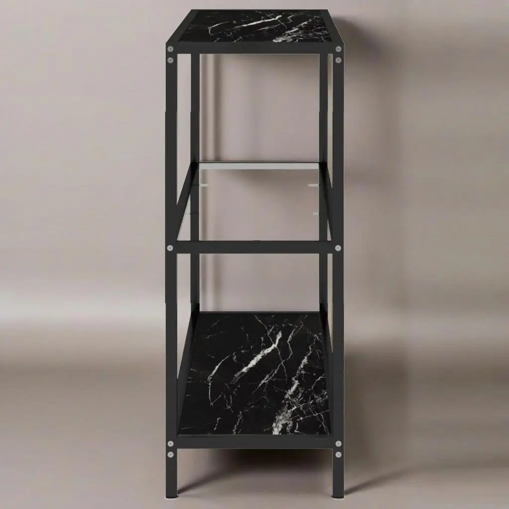 Transparent & Black Marble Shelf 39.4x14.2x35.4cm Tempered Glass - Modern Home Decor