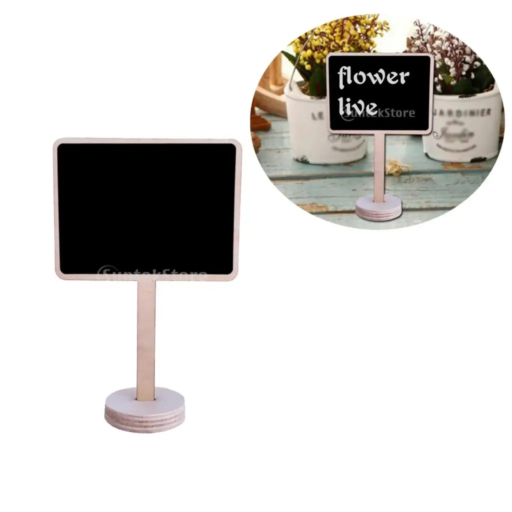 10pc Stylish Mini Wooden Blackboard Chalkboard Label Message Card