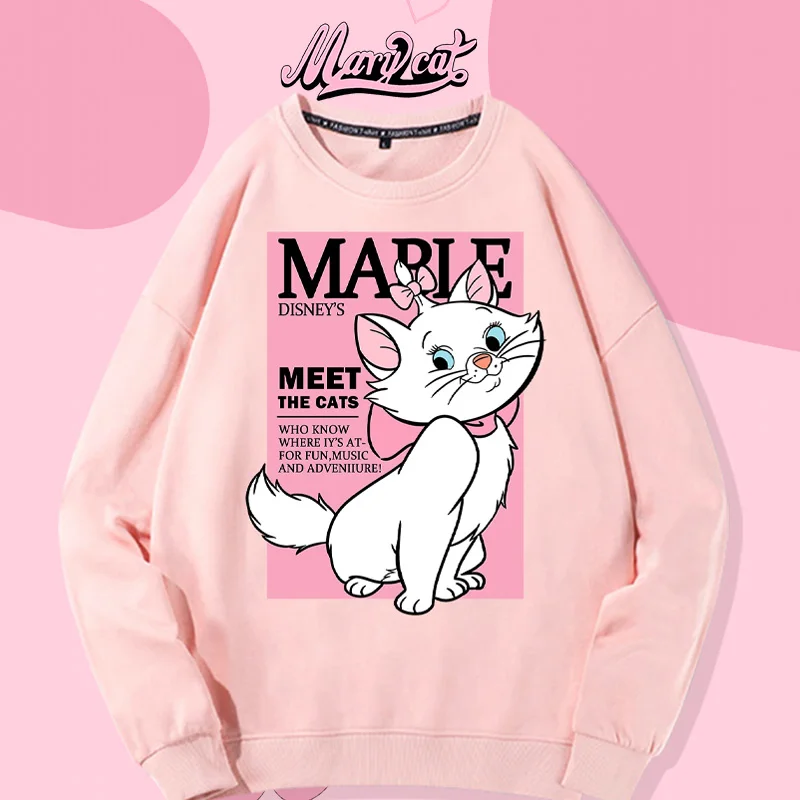 Disney Mary Cat Sweater Women's Round Neck 2023 New Cartoon Anime Coat Loose Small Clothes