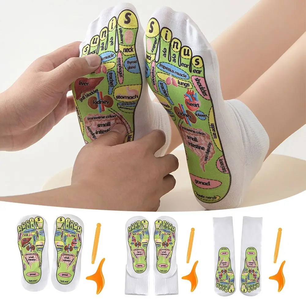 Pressure Socks Acupressure Reflexology Socks Acupoint Schematic Socks with Massage Tool Feet Massage Socks Feet Massage Tool