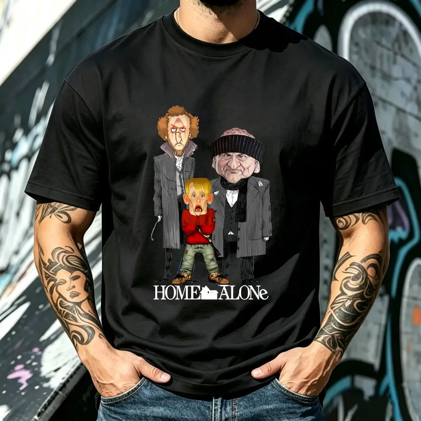washed T Shirt Kevin McCalliser Home Alone Retro Hom long or short sleeves vintage Washed Comfortable streetwear Versatile