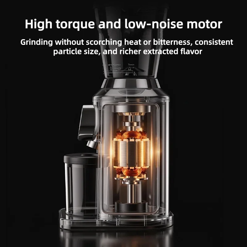 Fully Automatic Coffee Grinder with Smart Timer, Conical Burr Stainless Steel Electric Coffee Mill, 60 Adjustable Settings for E