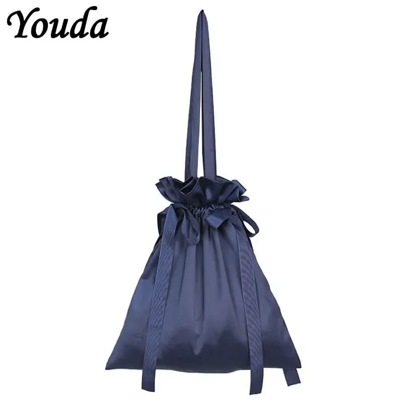 

Youda сумки на плечо женская мягкая гладкая сатиновая сумка японский шнурок женские сумки универсальные сумки для девочек