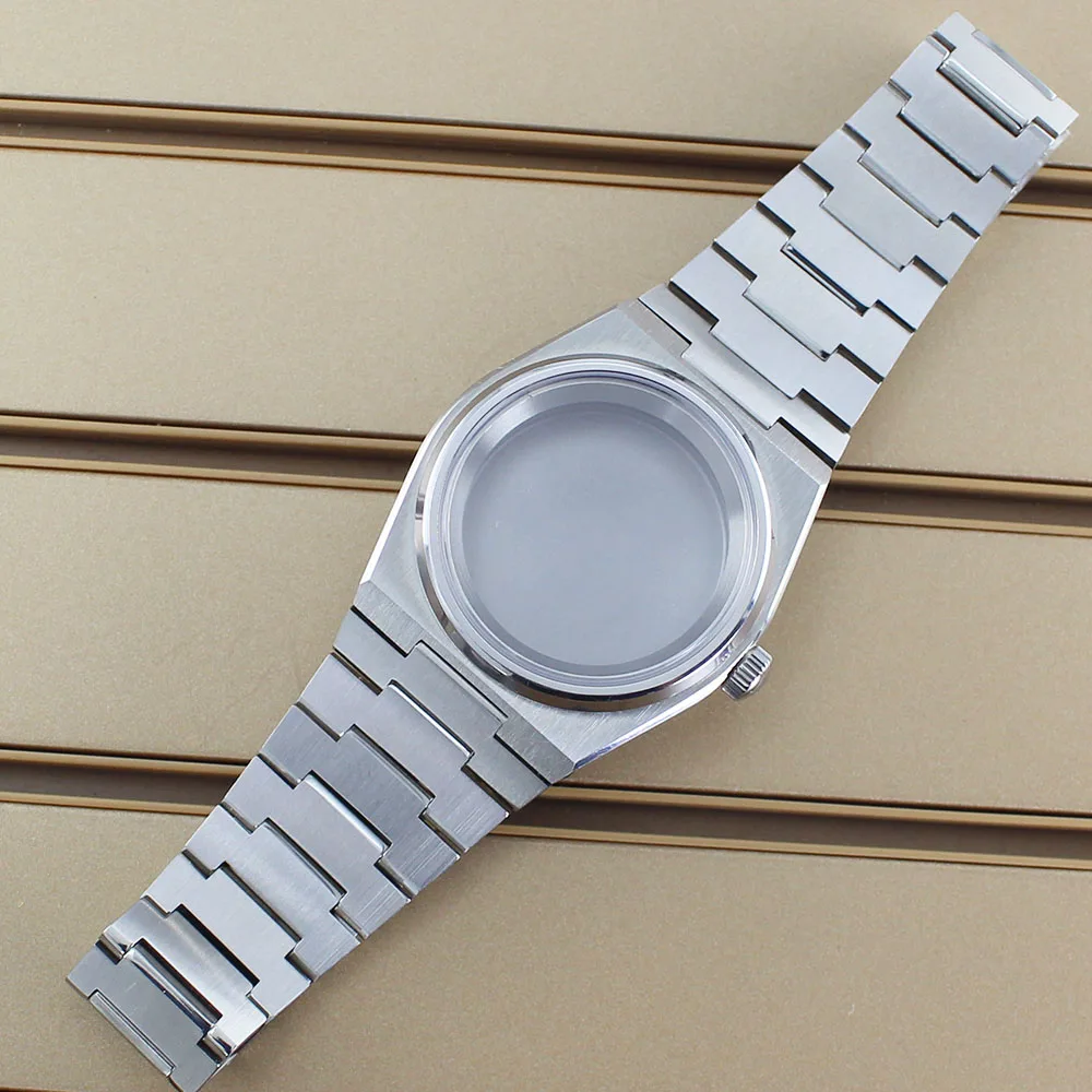 

40mm Silver Watch Case Sapphire Crystal Glass For Mod PRX Super Player NH35 NH36 NH38 NH34 NH70 NH72 Movement Solid Bottom Cover