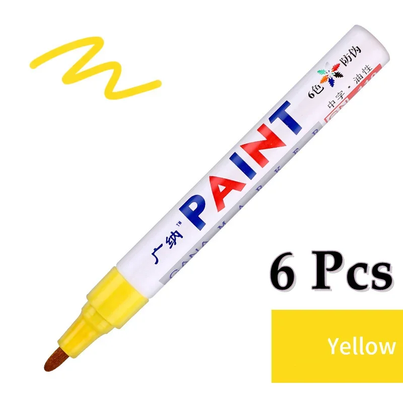 6 Stück bunte permanente Farbmarker, wasserfest, weiße Marker, Reifenprofil, Gummi, Stoff, Farbe, Metall, 12 Farben, Farbmarkierungsstifte