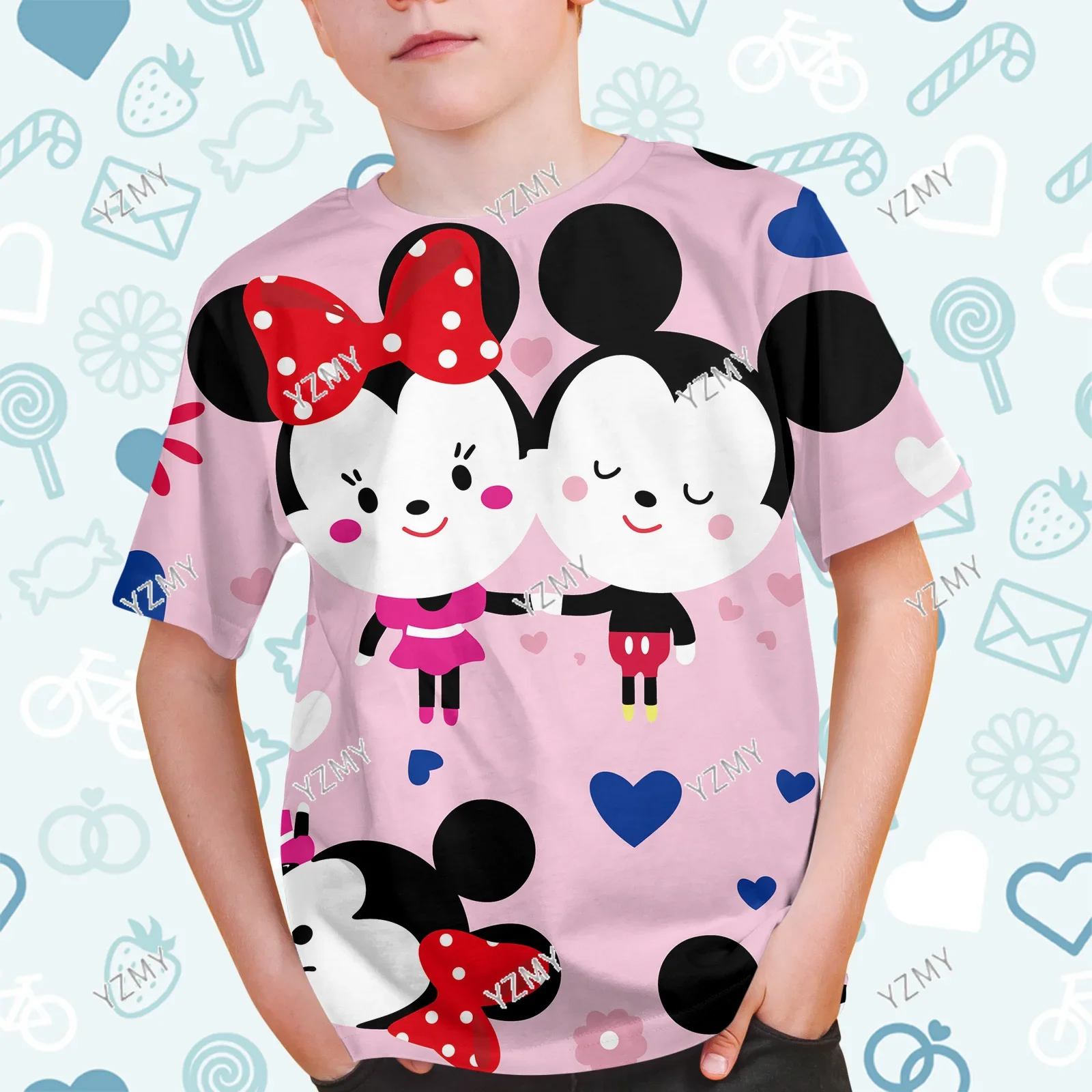 2024 Moda Estate Disney Topolino 3d T Shirt Ragazze Ragazzi Top Cartoon Topolino Graphic Tees Cute Anime T-shirt Tshirt