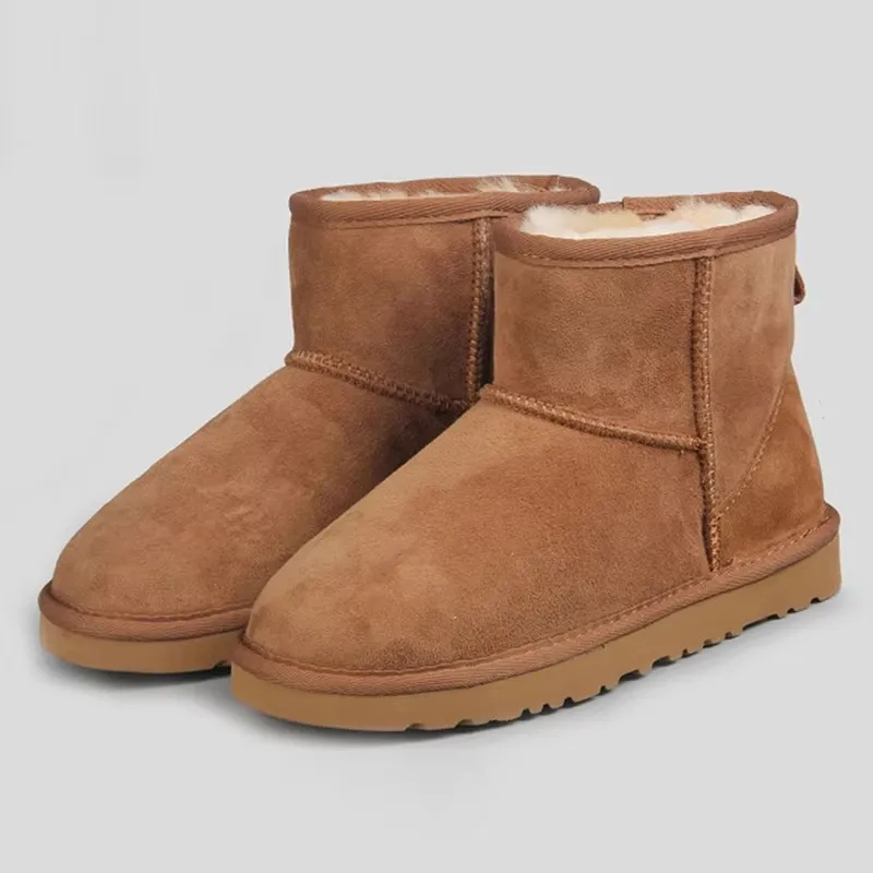 

Wholesale/Retail Women Snow Boots 100% Genuine Sheepskin Leather Ankle Boots Warm Winter Woman Shoes Large Size 35-44