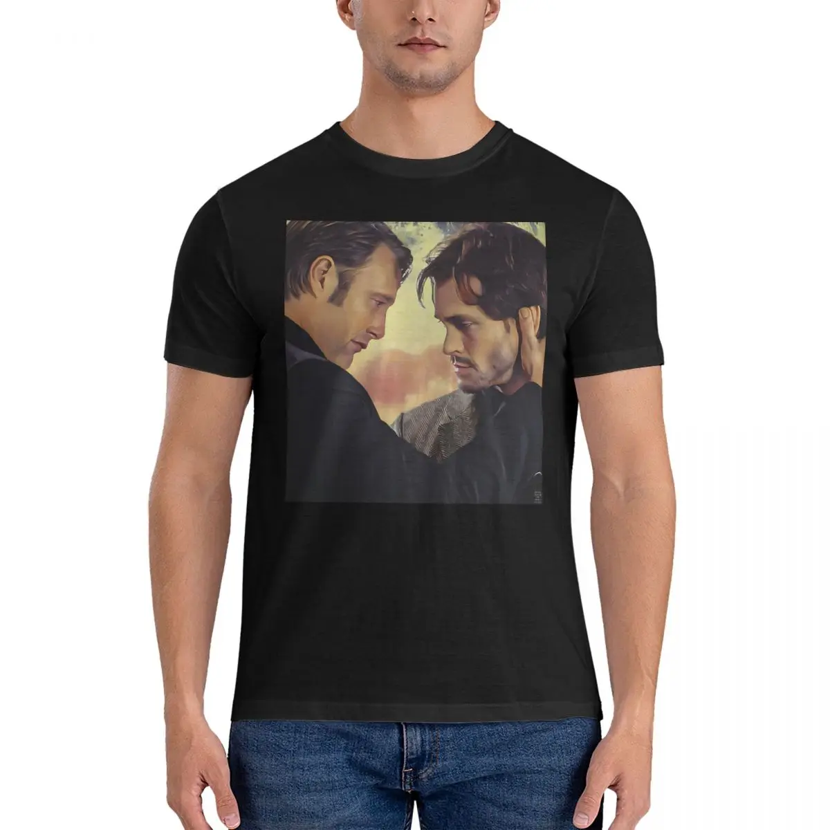 Hannibal And Will Hannigram Sunset No Text Men's T Shirts hannibal lecter Leisure Tees Short Sleeve Crew Neck Gift Idea Clothing