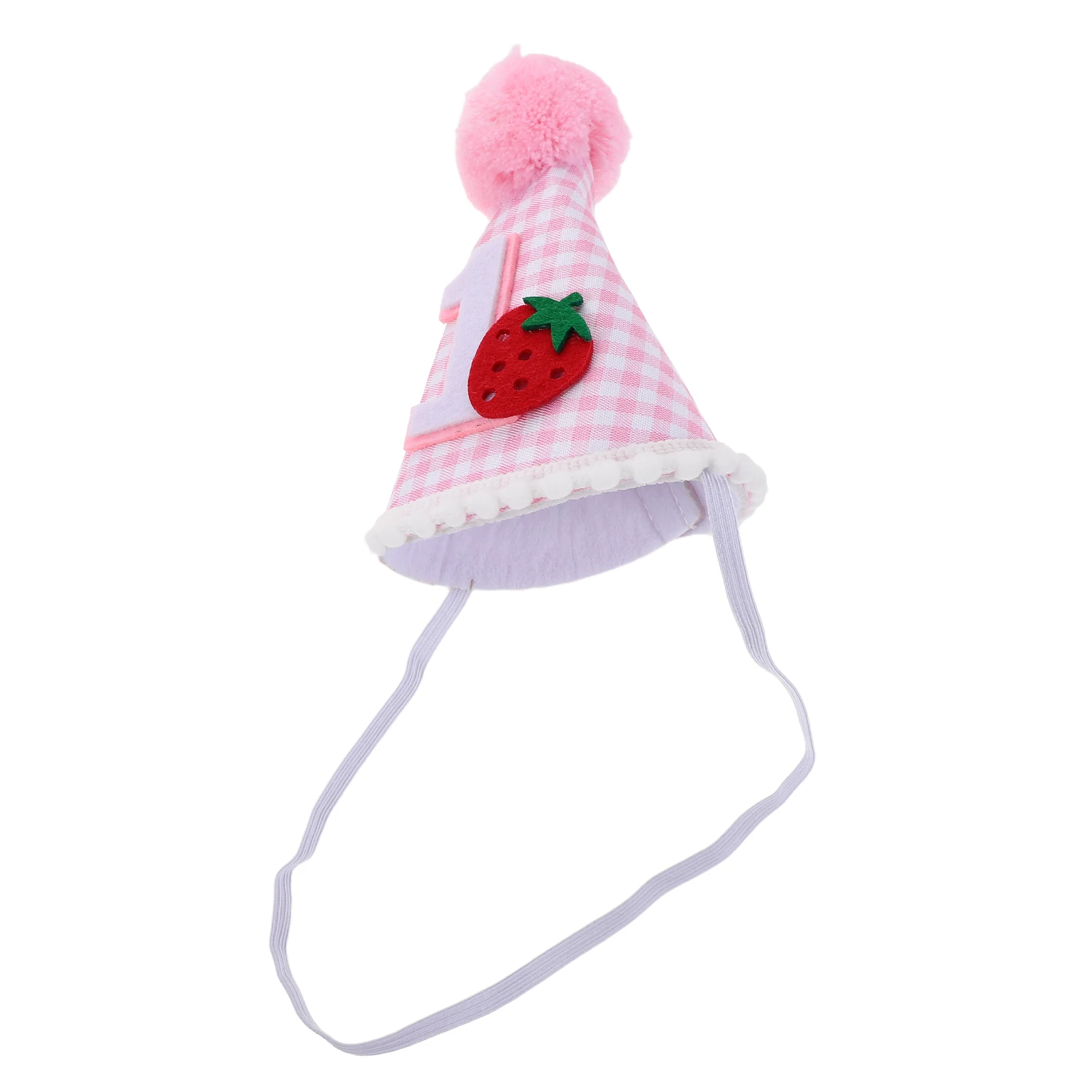 

Baby Birthday Hat Pink Strawberry Design First Birthday Party Cone Hat For Infant Girls Kids Photo Prop Small Party Headwear