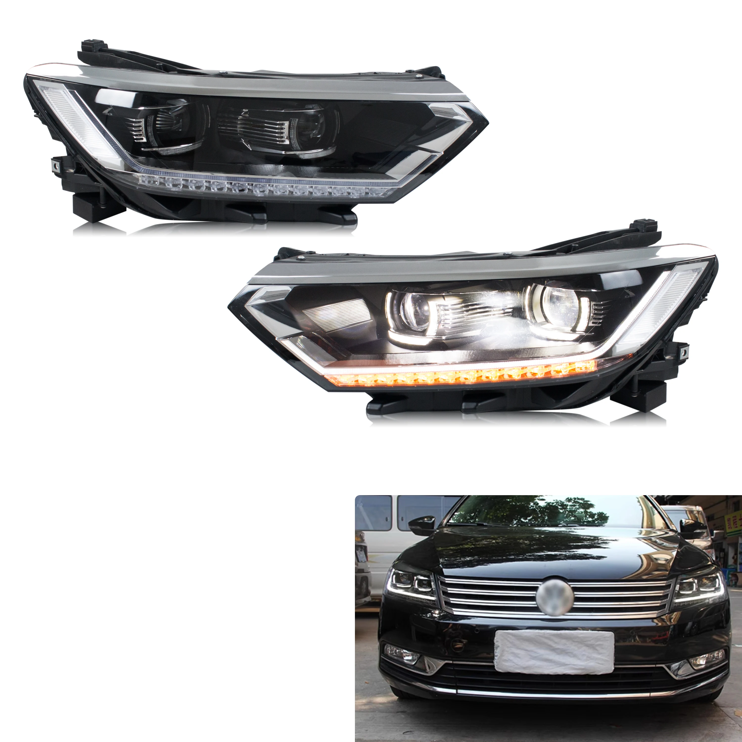 LED-Scheinwerfer für Volkswagen VW Passat B8 2014-2018 Limousine Matrix-Projektor Sequenzieller Blinker Frontleuchten-Baugruppe