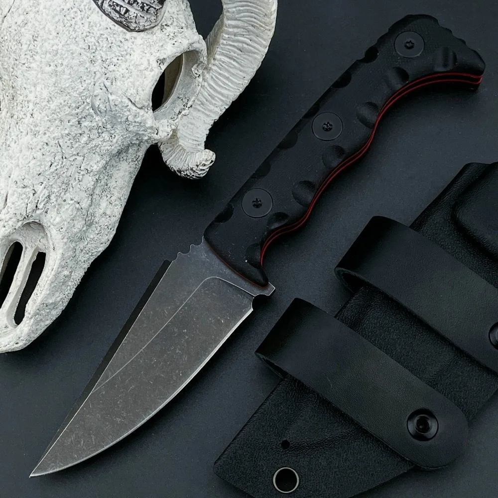 ユーティリティアウトドア固定刃ナイフ-7cr13movブレード-g10ハンドル-最高品質キャンプツール-耐久性のあるコンバットナイフ