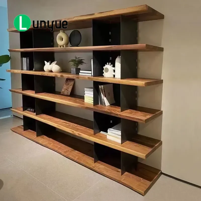Antique Solid Wood Floor to Ceiling Bookshelf Wall Mounted Display Rack Storage for Office Living Room Bedroom Home Decor