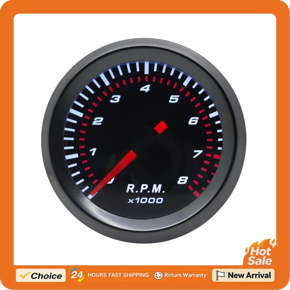 Car Tachometer 55mm Diameter Gauge Tachometer for vehicles with 1 to 8 Cylinder Gas Powered Engines 8000 RPM Gauge Tachometer