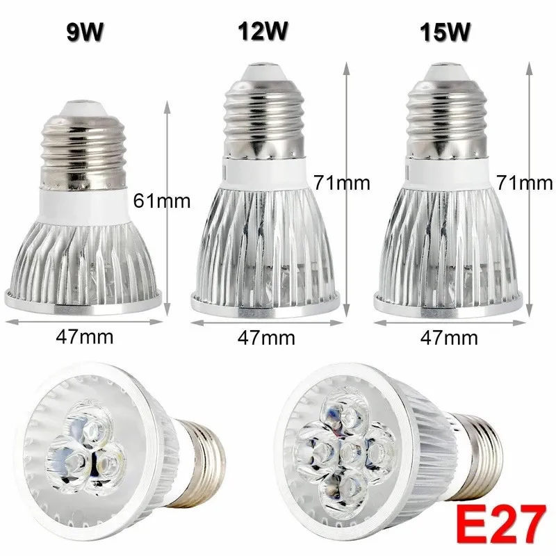 Lâmpada led 85-265v led spotlight quente/netural/branco frio lâmpada led 110v 220v lampada 9w 12w 15w gu10 mr16 e27 e14 gu5.3