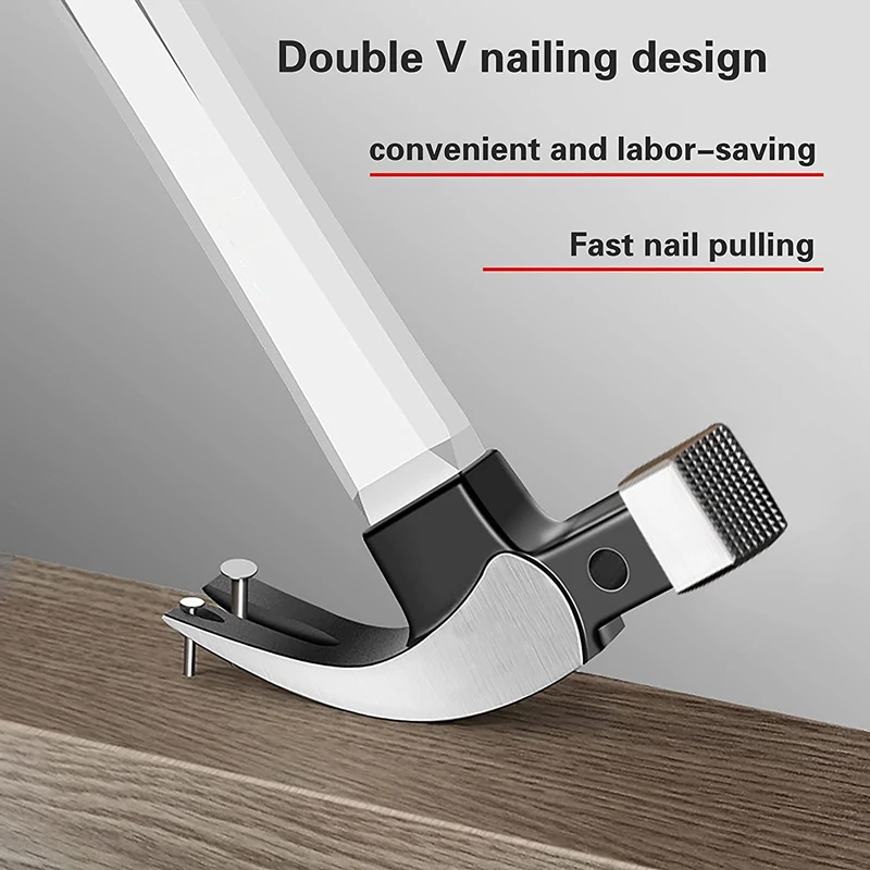 Claw Hammer Carbon Steel Woodworking Hammer Multi-tool Non-slip Percussion Surface and Shockproof Square Round Head Hand Tool