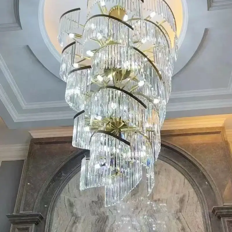 

Nordic Modern Style K9 Crystal Strips LED Chandelier Pendant Lamp Ceiling Light Dimmable Adjustable Height Luster Living room
