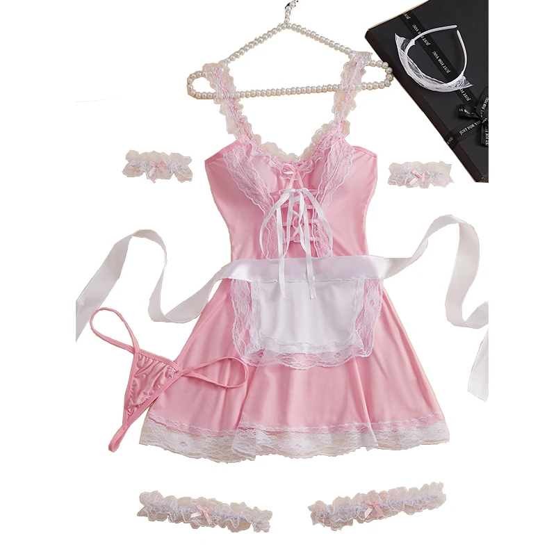 

Сексуальное женское плиссированное мини-платье-комбинация в стиле горничной, комплект для ночного клуба, соблазнительное платье с оборками и открытой спиной