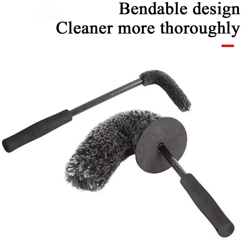 SEAMETAL Premium Microfiber Car Wheel Brush Non-Slip Handle Car Wash Brush Easy Cleaning Tools for Car Rims Spokes Wheel Barrel