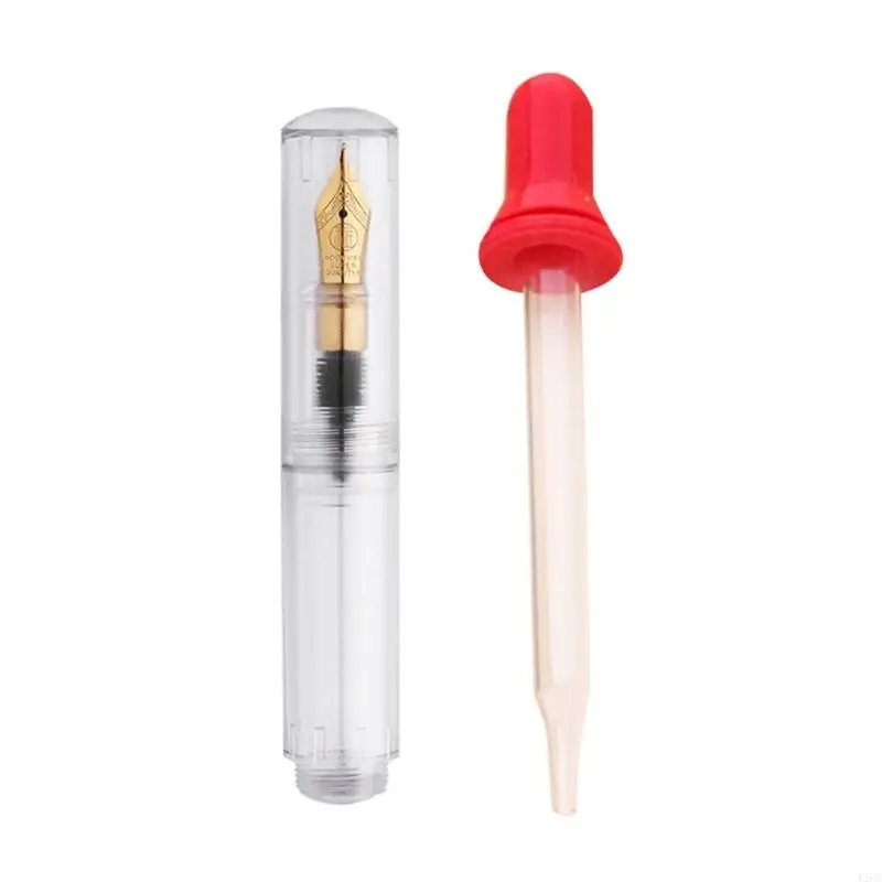 

J2FC Travel Pockets Pen Clear Fountain Pen Smooth Writing Pen Gift for Teens