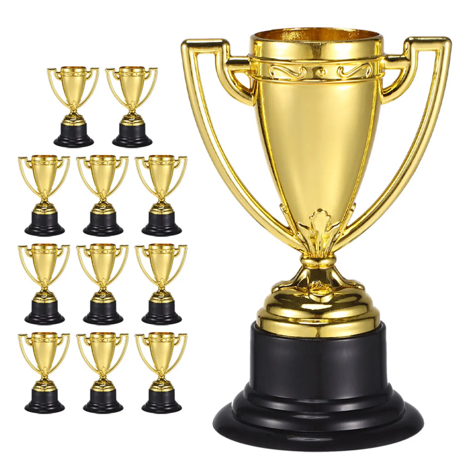 25 Peças de Troféus Infantis de Plástico Dourado, Pequenas Mini Taças de Prêmio para Competições Esportivas em Jardim de Infância, Recompensas em Sala de Aula e Festas